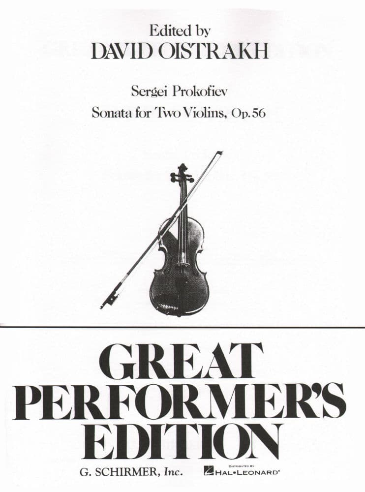 Prokofiev, Serge - Sonata For 2 Violins Op 56 Edited by David Oistrakh Published by G Schirmer