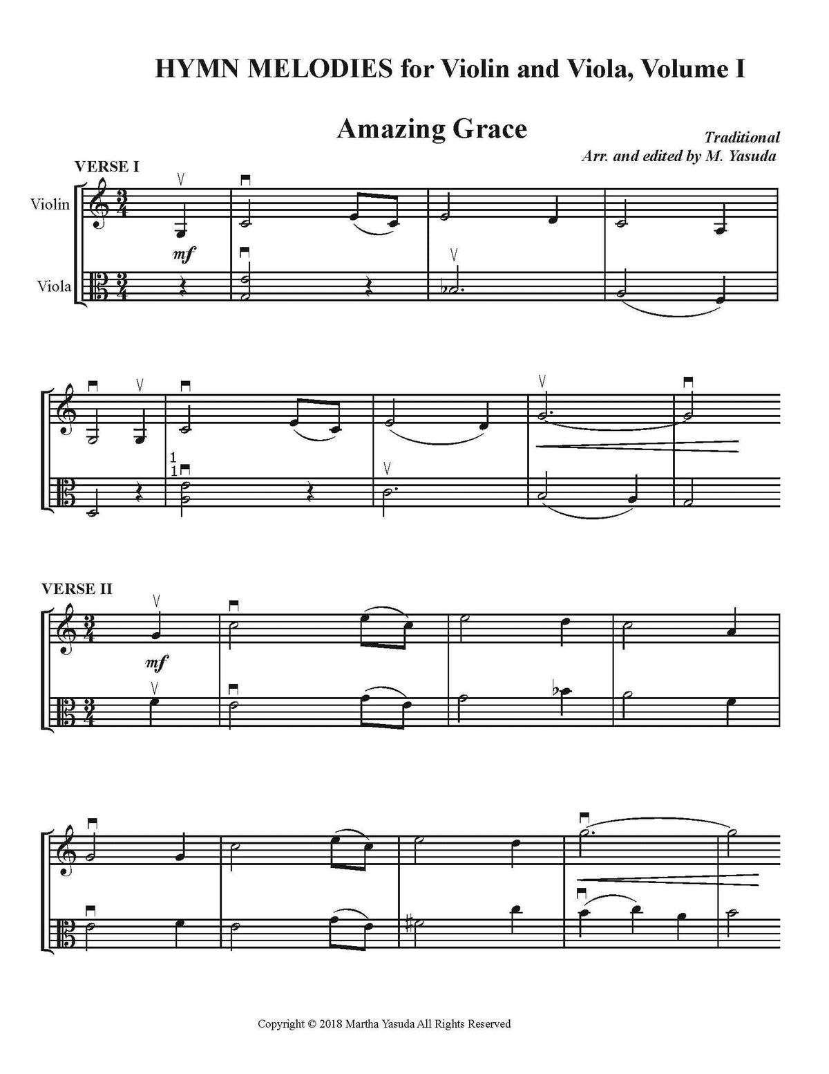 Yasuda Hymn Melodies Violin & Viola Vol 1 Digital