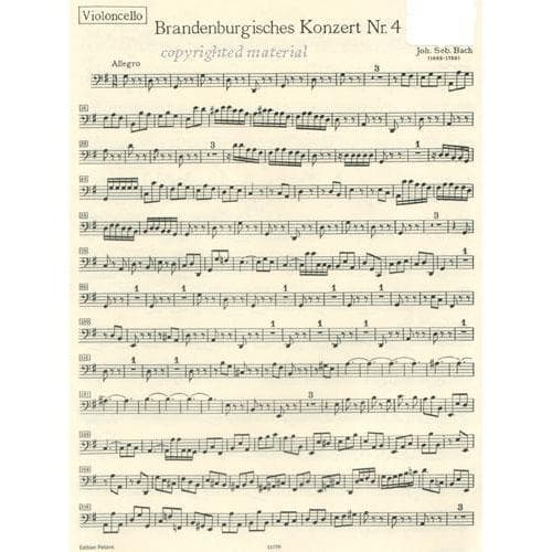 Bach, J.S. - Brandenburg Concerto No. 4, BWV 1049 - Bass Part - Peters Edition