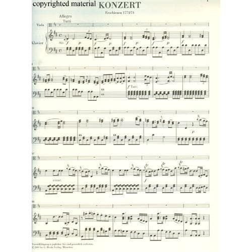 Stamitz-Concerto in D Major, Op 1 For Viola and Piano Published by G Henle Verlag