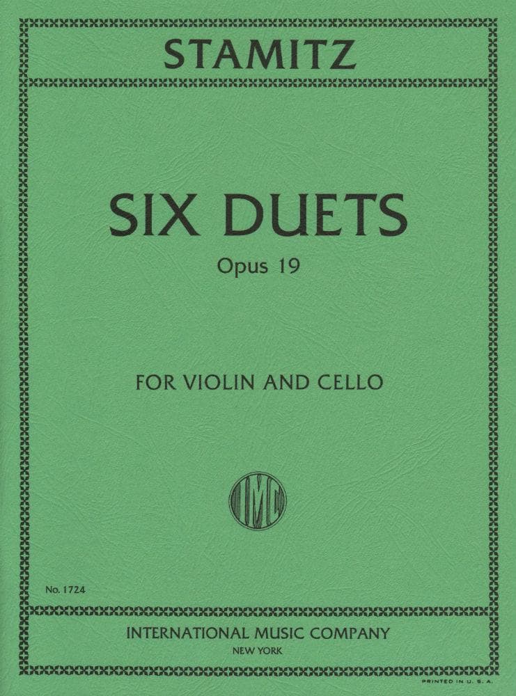 Stamitz - Six Duets Op 19 - for Violin and Cello Published by International Music Company