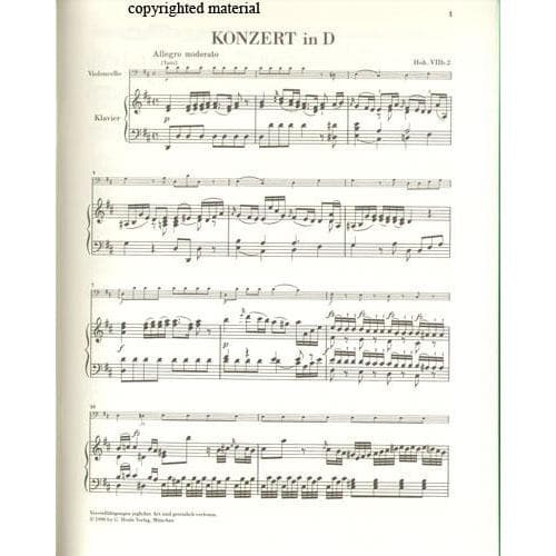 Haydn, Franz Joseph - Concerto in D Major, Hob VIIb:2 - Cello and Piano - edited by Sonja Gerlach - G Henle Verlag URTEXT