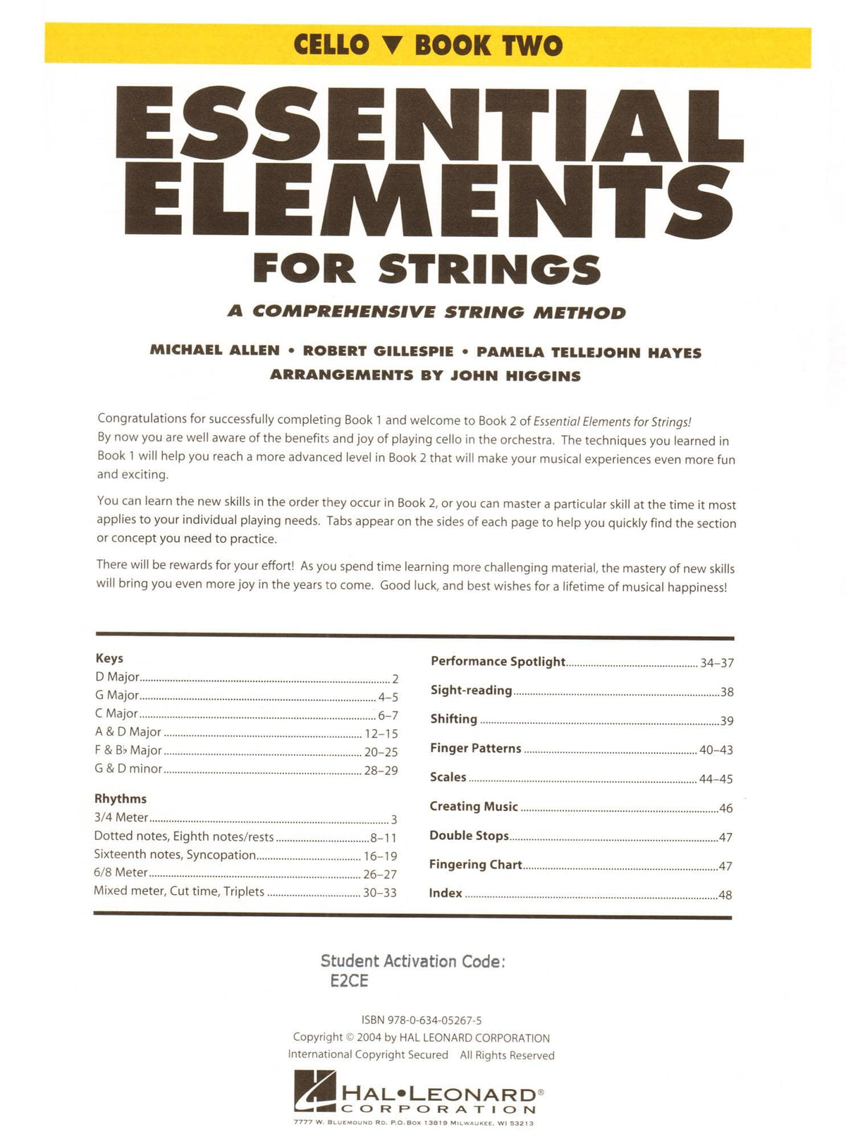 Essential Elements Interactive (formerly 2000) for Strings - Cello Book 2 - by Allen/Gillespie/Hayes - Hal Leonard Publication