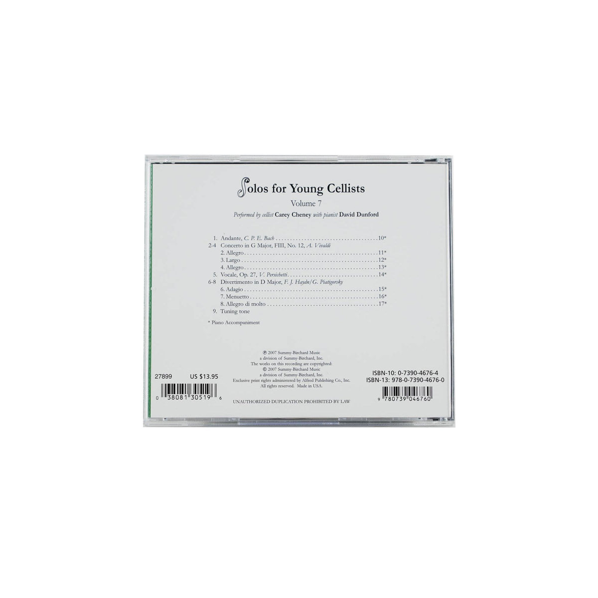 Solos for Young Cellists: Volume 7 CD by Carey Cheney