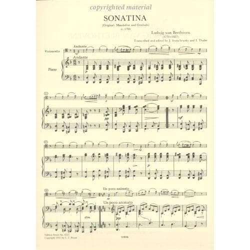 Beethoven, Ludwig - Sonatina in d minor WoO 43 for Cello and Piano - Arranged by Stutschewsky-Thaler - Peters Edition