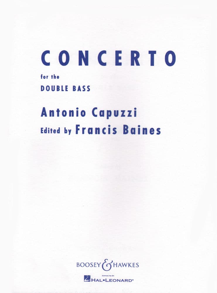Capuzzi, Antonio - Concerto in F for Double Bass - Edited by Barnes - Boosey & Hawkes Edition