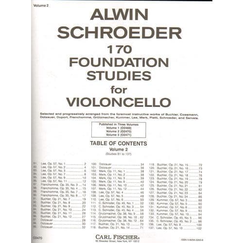 Schroeder - 170 Foundations Studies - Volume 2 For Cello Published by Carl Fischer