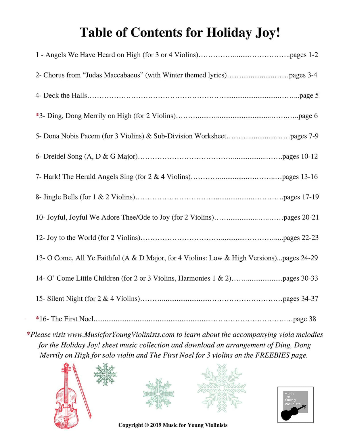 Figi, Heather - Holiday Joy! - Holiday songs for 1-4 Violins - Digital Download