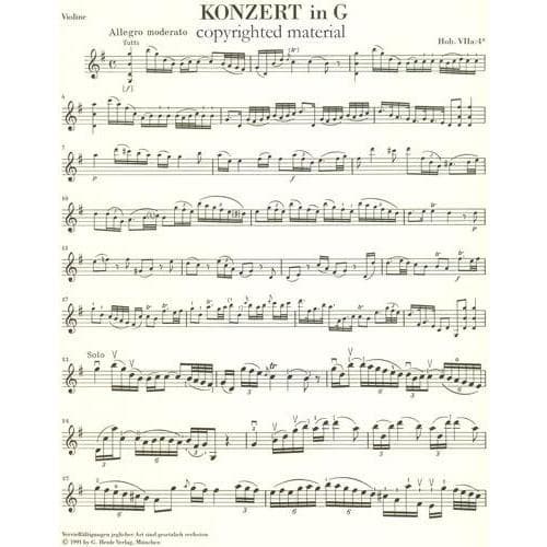 Haydn, Franz Joseph - Concerto No 2 in G Major, Hob VIIa:4 - Violin and Piano - edited by Günter Thomas and Heinz Lohmann - G Henle Verlag