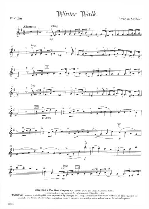 McBrien, Brendan - Winter Walk - for String Orchestra - Score and Parts - Kjos Music Co