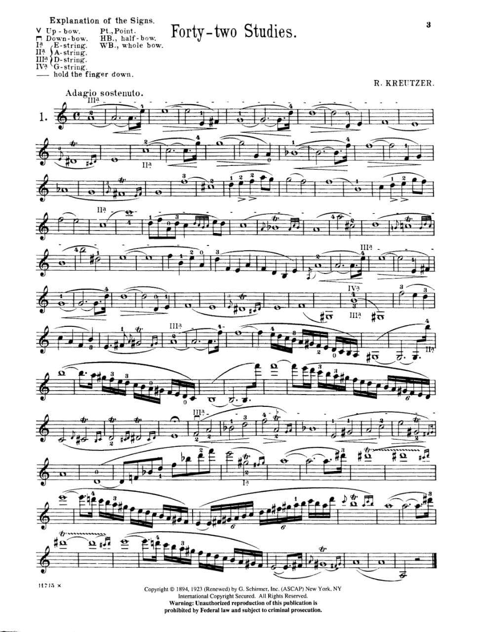 Kreutzer, Rodolphe - 42 Studies or Caprices - Violin solo - edited by Edmund Singer - G Schirmer Edition