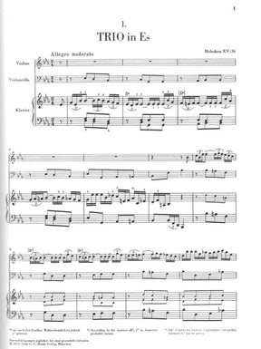 Haydn, Franz Joseph - Piano Trios, Volume 1 - Violin, Cello, and Piano - edited by Wolfgang Stockmeier - G Henle Verlag URTEXT