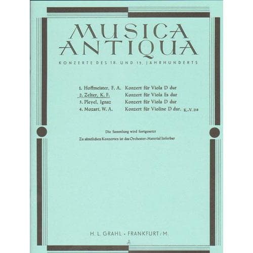 carl friedrich zelter viola concerto Zelter, Karl Friedrich - Concerto In E-Flat Major - for Viola and Piano
