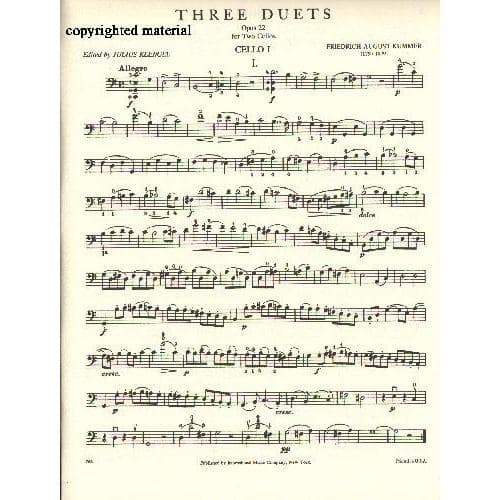 Kummer, FA - Three Duets, Op 22 - Two Cellos - edited by Julius Klengel - International Music Co