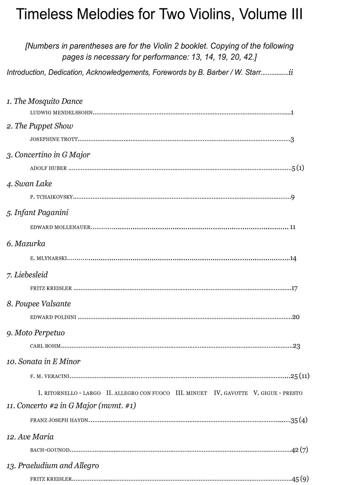 Yasuda, Martha - Timeless Melodies For Violin and Viola, Volume II - Digital Download