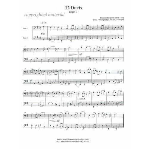 Couperin, Francois - 12 Duets (from Books for Clavier) for Two Cellos - Arranged by Dishinger - Medici Music Press Publication