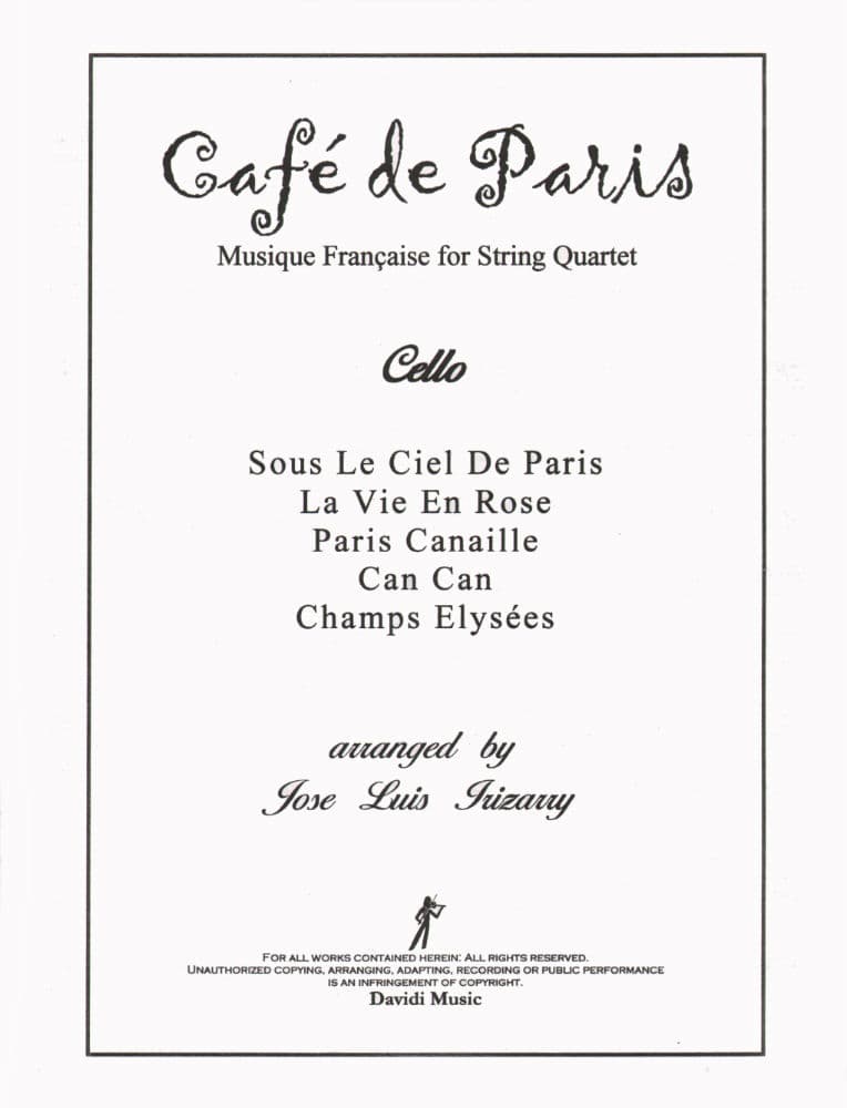 Cafe de Paris French Music for String Quartet - Arranged by Irizarry - Davidi Music Edition