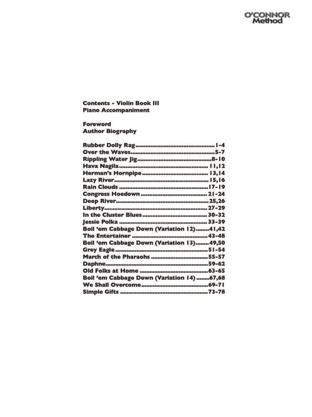 O'Connor Violin Method III - Piano Accompaniment - Digital Download