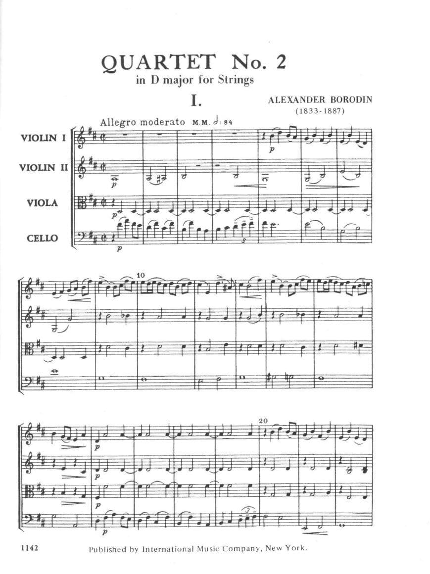 Borodin, Alexander - Quartet No 2 in D Major (1881) - Mini Score ONLY - International Edition