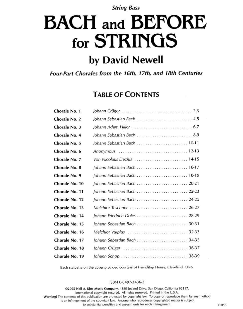 Newell, David - Bach & Before for Strings - Bass - Neil A Kjos Music Co