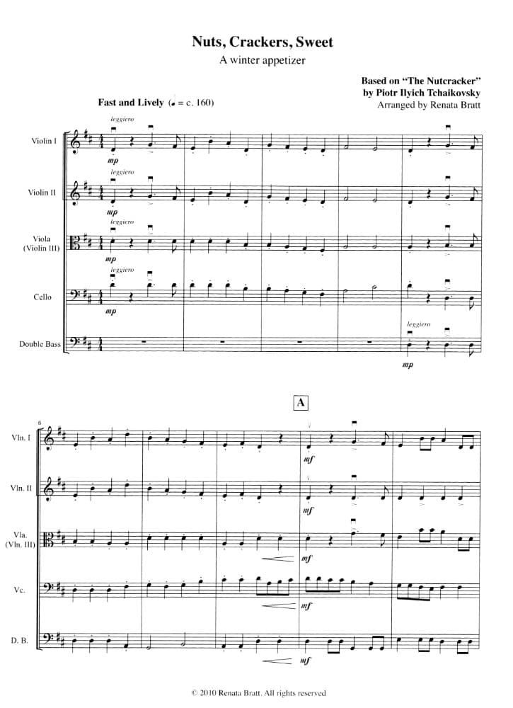 Holiday Songs for Beginning String Orchestra - Winter Fest - Nuts, Crackers, Sweet - Score and Parts - Arranged by Renata Bratt - String Letter Publication