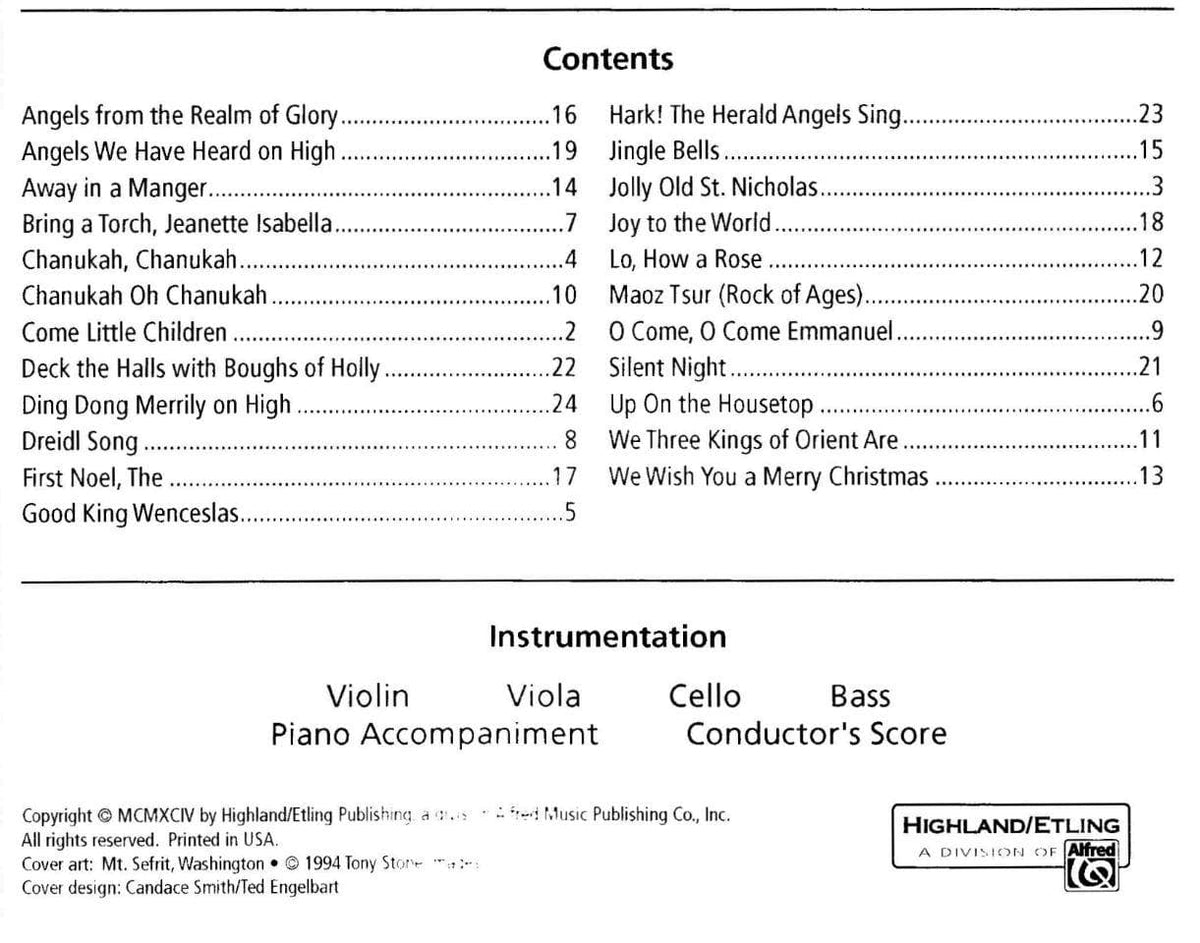 O'Reilly, John - Christmas and Chanukah Ensembles Violin Published by Neil A Kjos Music Company