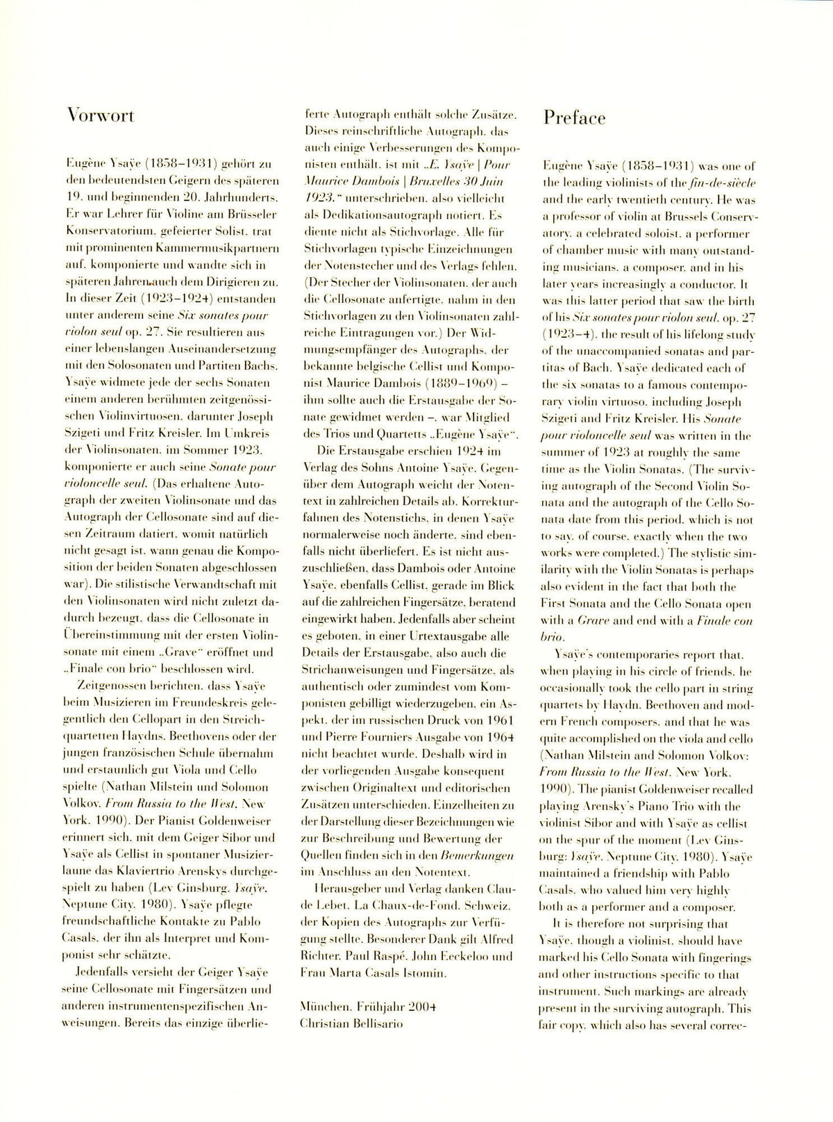 Ysaÿe, Eugène - Sonata for Solo Cello, Op 28 URTEXT Published by G Henle Verlag