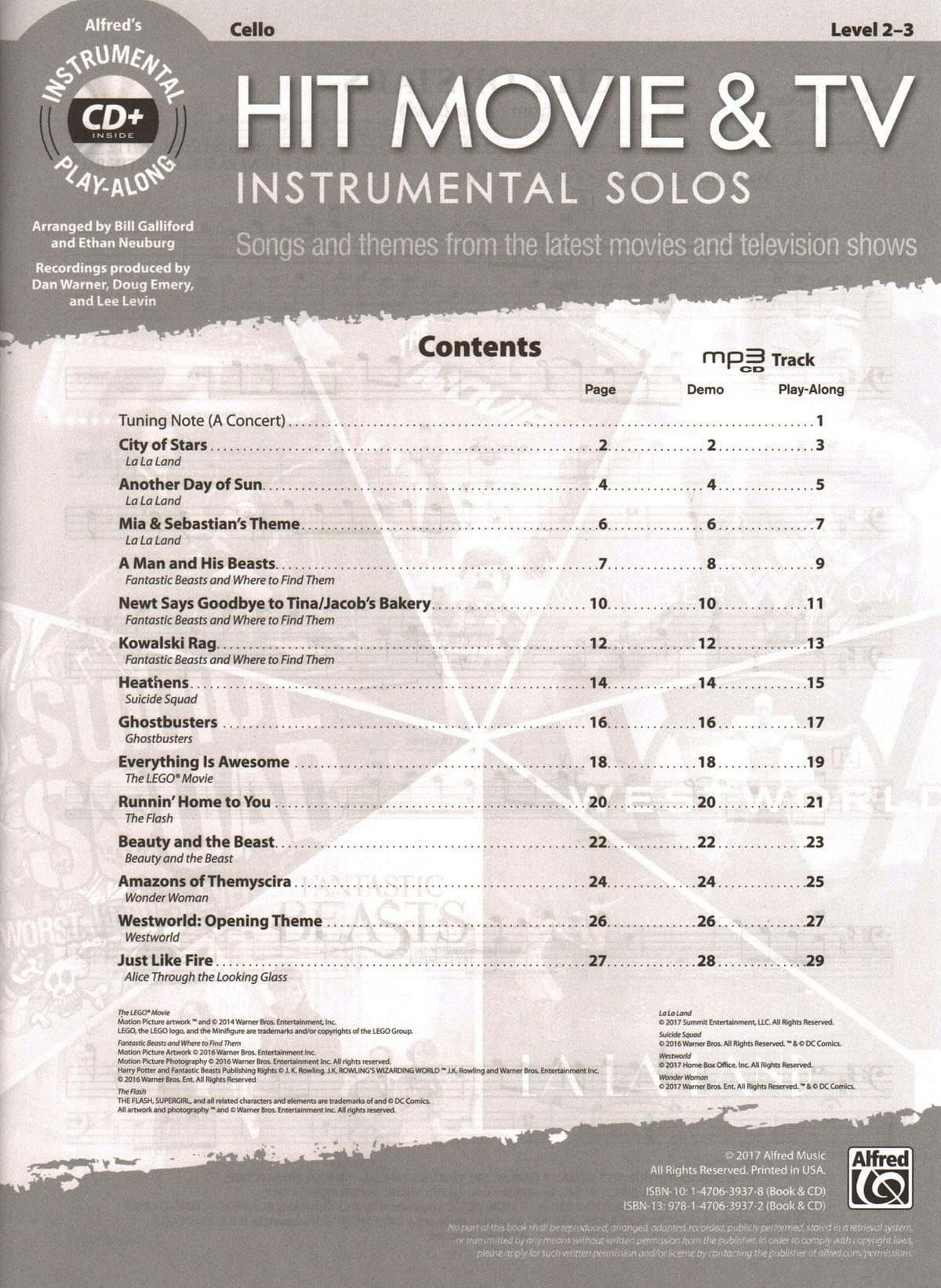 Hit Movie & TV Instrumental Solos - for Cello with CD Audio or Piano PDF Accompaniment - Alfred