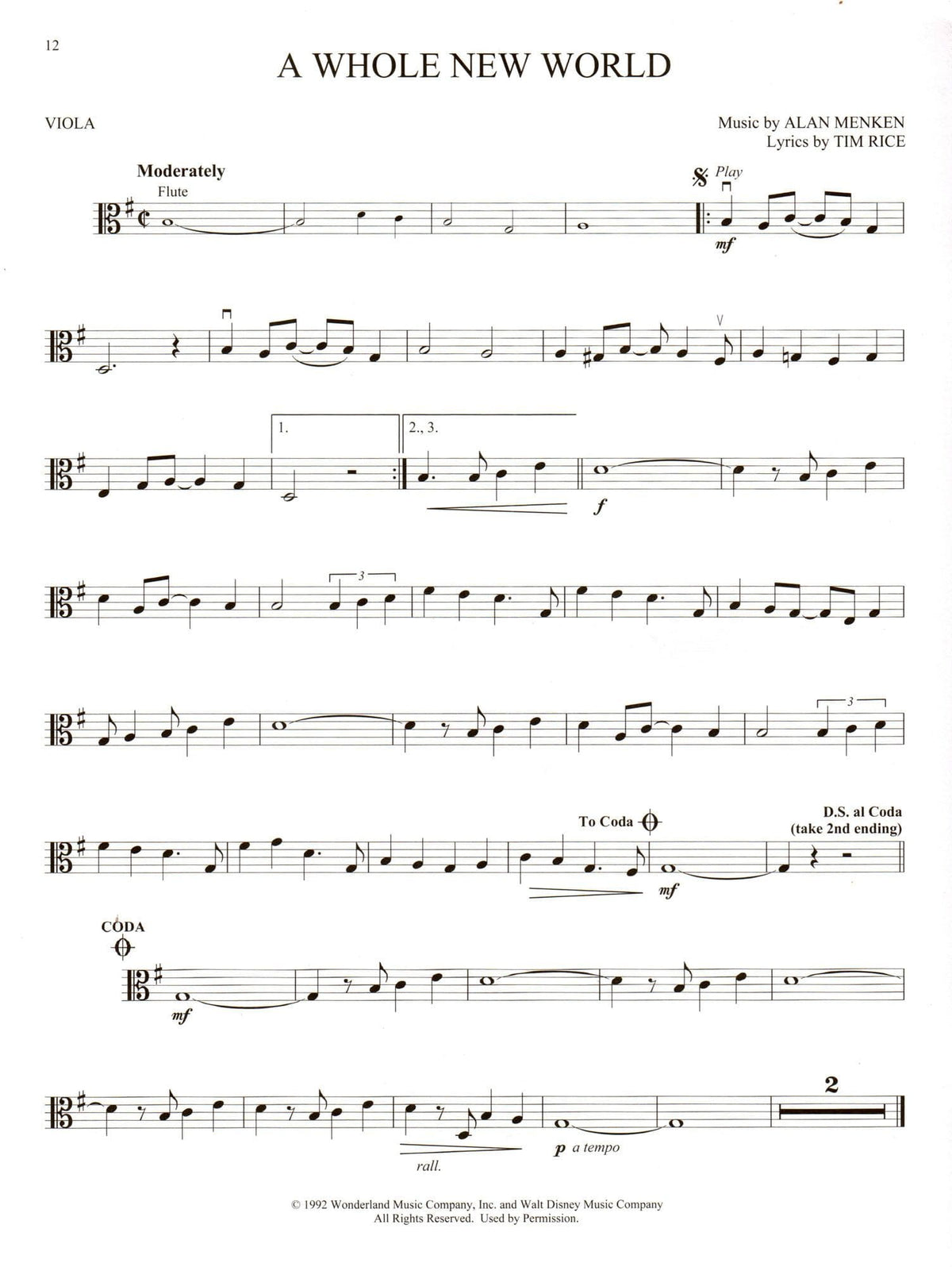 Disney's Aladdin - Instrumental Play-Along - for Viola with Online Audio - Hal Leonard