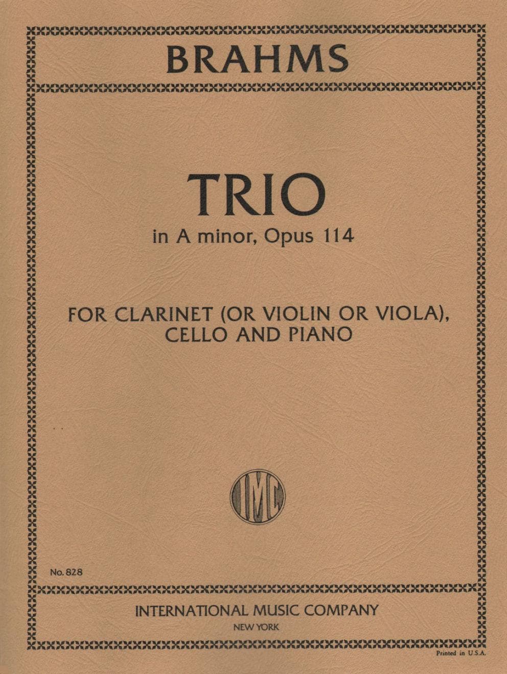 Brahms, Johannes - Clarinet Trio in a minor Op 114 for Violin, Cello and Piano - International Edition