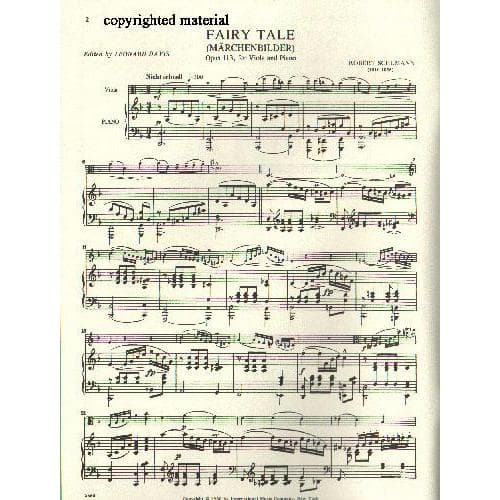 Schumann, Robert - Marchenbilder ( Fairy Tales ) Op 113 For Viola and Piano Published by International Music Company