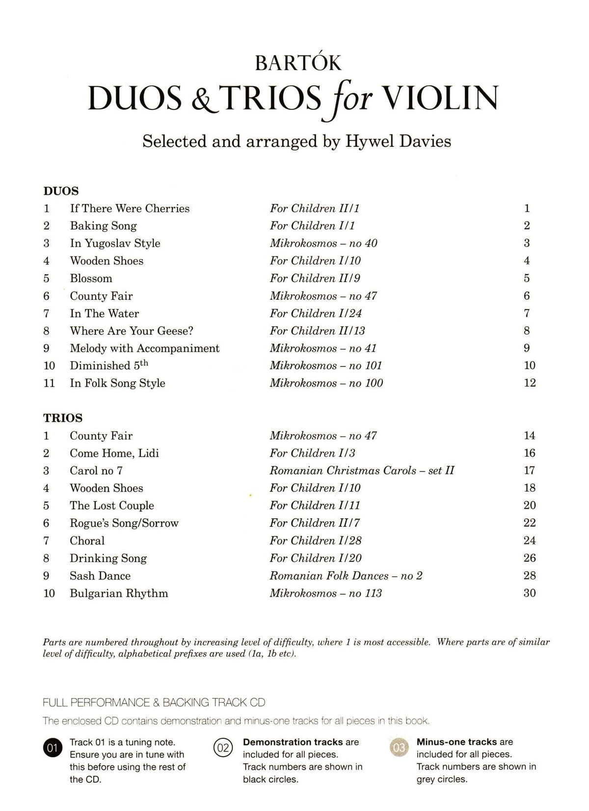 Bartok, Bela - Duos and Trios for Violin - for two or three Violins - 21 Stylish Arrangements by Hywel Davies - Boosey & Hawkes