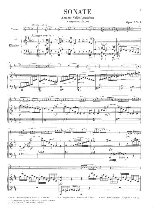 Beethoven, Ludwig - Sontas for Violin and Piano, Volume 1 - edited by Max Rostal - Henle Edition