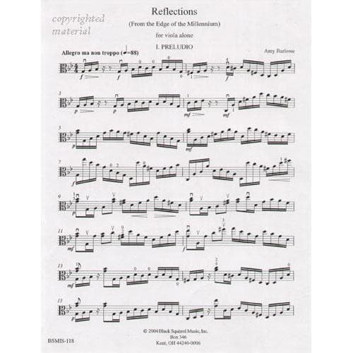Barlowe, Amy - Reflections from the Edge of the Millenium for Solo Viola -Black Squirrel Publication