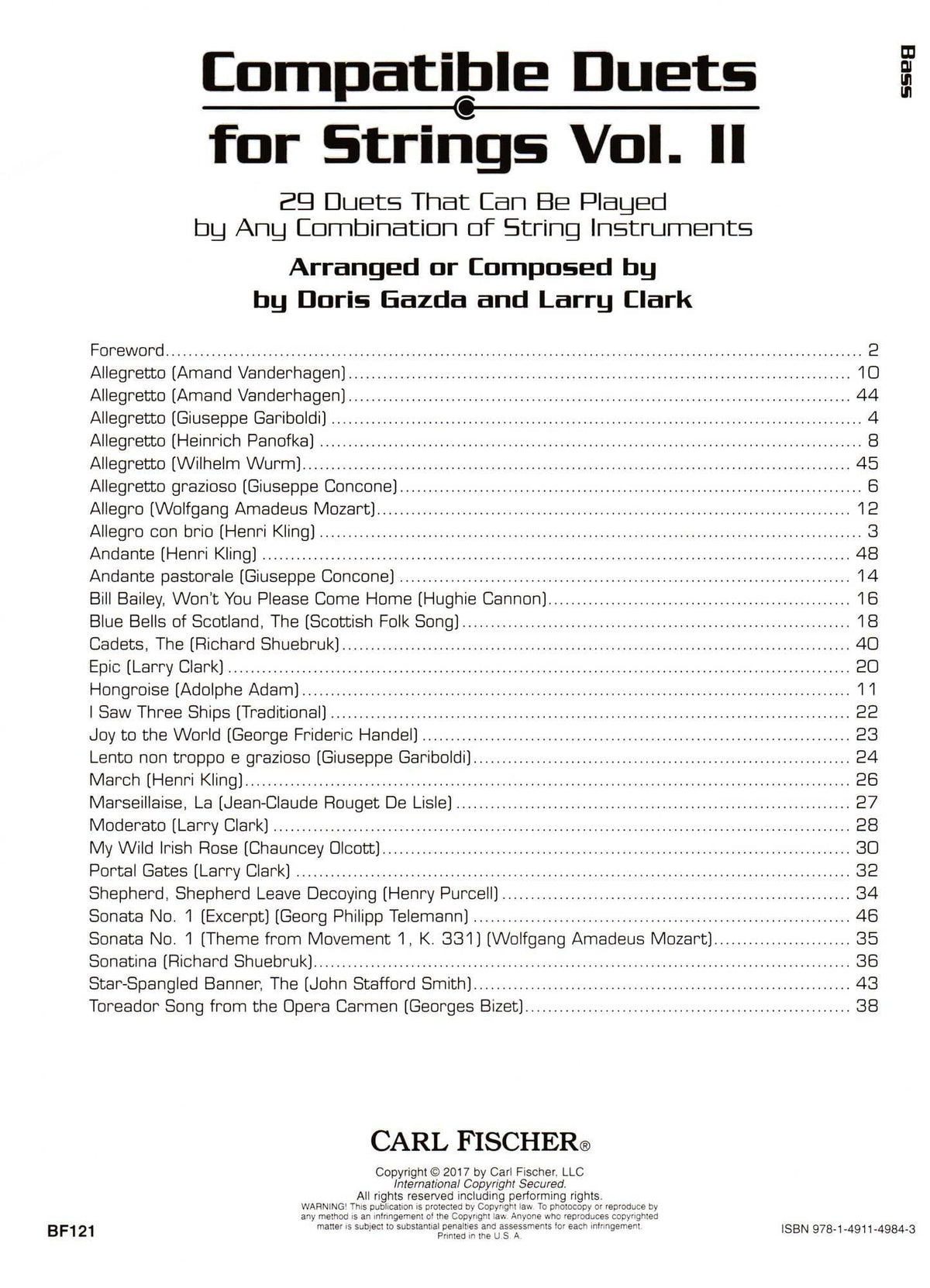 Gazda / Clark - Compatible Duets for Strings Volume II - Bass - Carl Fischer