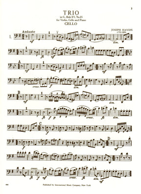Haydn, Franz Joseph - Five Celebrated Piano Trios - Violin, Cello, and Piano - edited by Hermann - International Edition