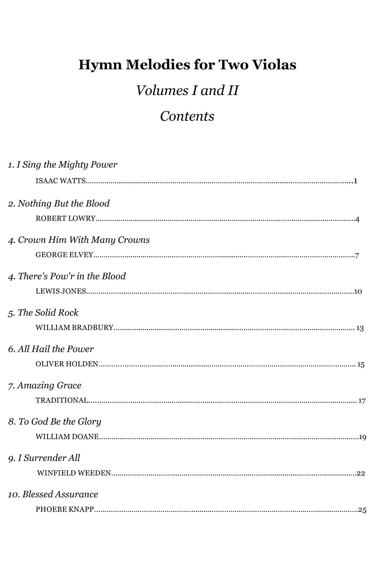 Yasuda, Martha - Hymn Melodies For Two Violas, Volume I - Digital Download