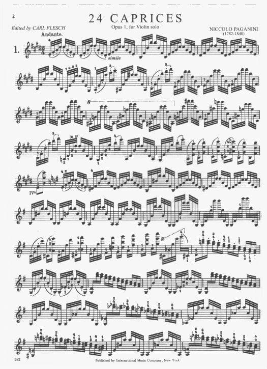 Paganini, Niccolo - 24 Caprices for Violin, Op 1 - Solo Violin - edited by Carl Flesch - International Music Company