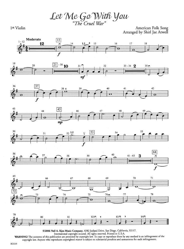 Let Me Go With You ("The Cruel War") - String Orchestra - Score and Parts - arranged by Shirl Jae Atwell - Kjos Music Co