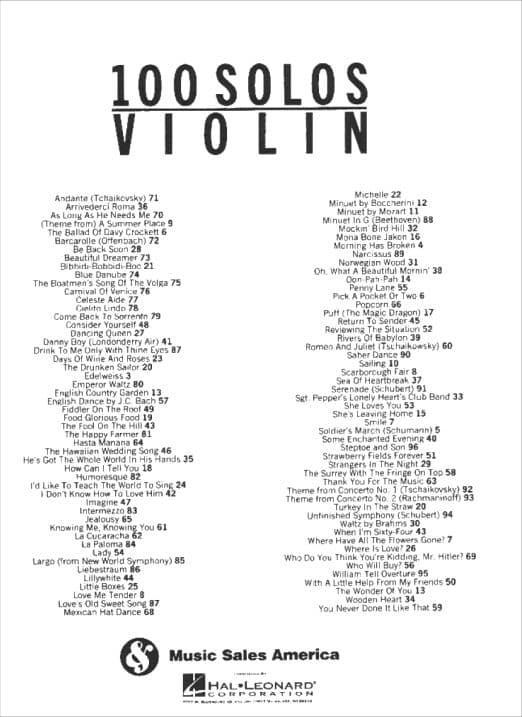 100 Solos for Violin - Amsco Publications