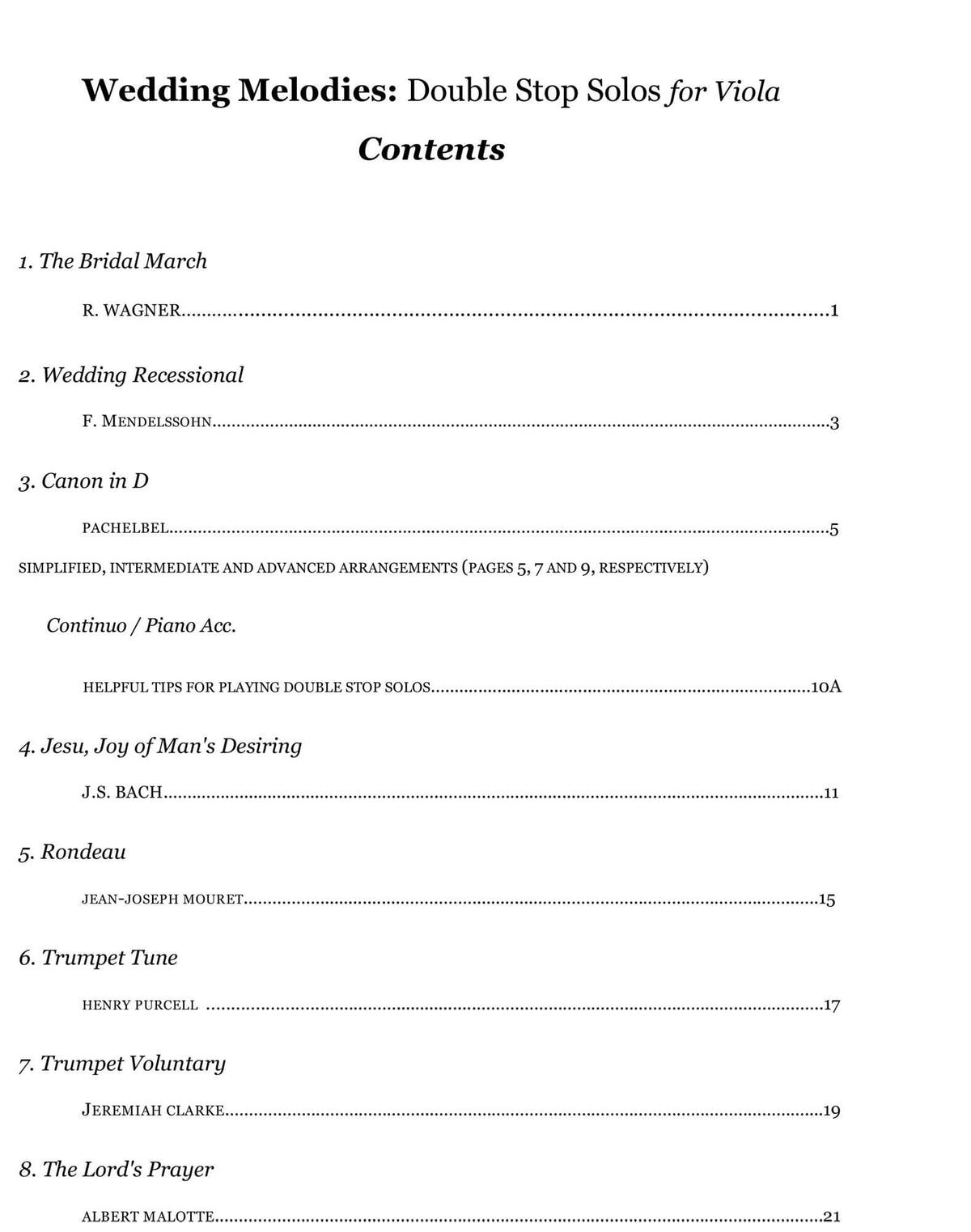 Yasuda, Martha - Wedding Melodies For Solo Viola - Digital Download