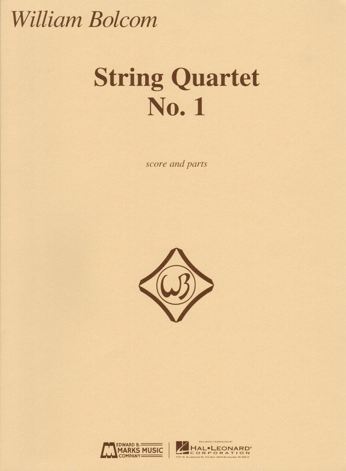 Bolcom, William - String Quartet No. 1 - Score and Parts - Edward B. Marks Music Company