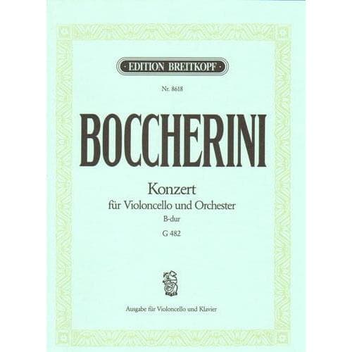 Boccherini, Luigi - Concerto in B-flat Major G 482 for Cello and Piano - Arranged by Fritzsch - Breitkopf and Haertel Edition
