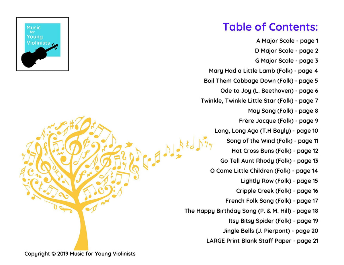 Figi, Heather - Music for Young Violinists, Large Print - Solos for Beginning Violin - Digital Download