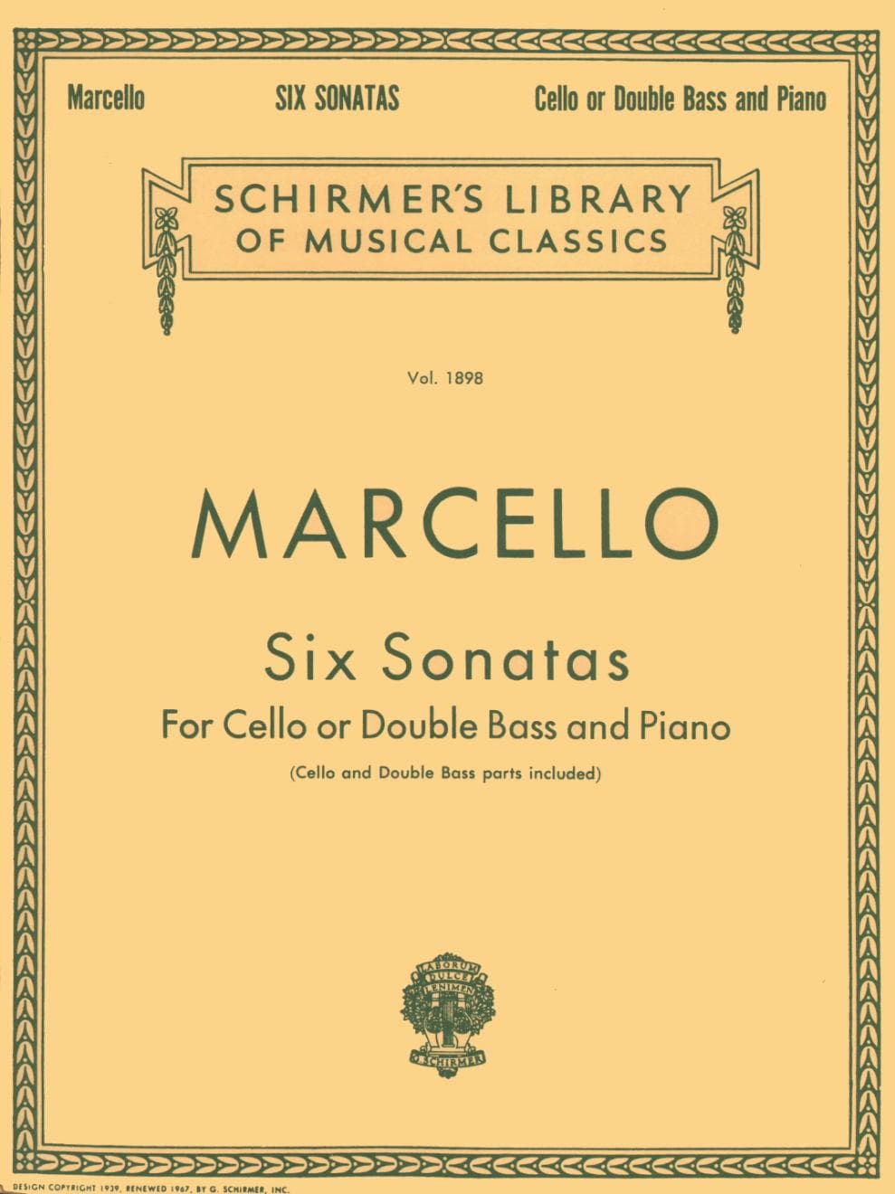 Marcello Six Sonatas Op. 1 Sheet Music