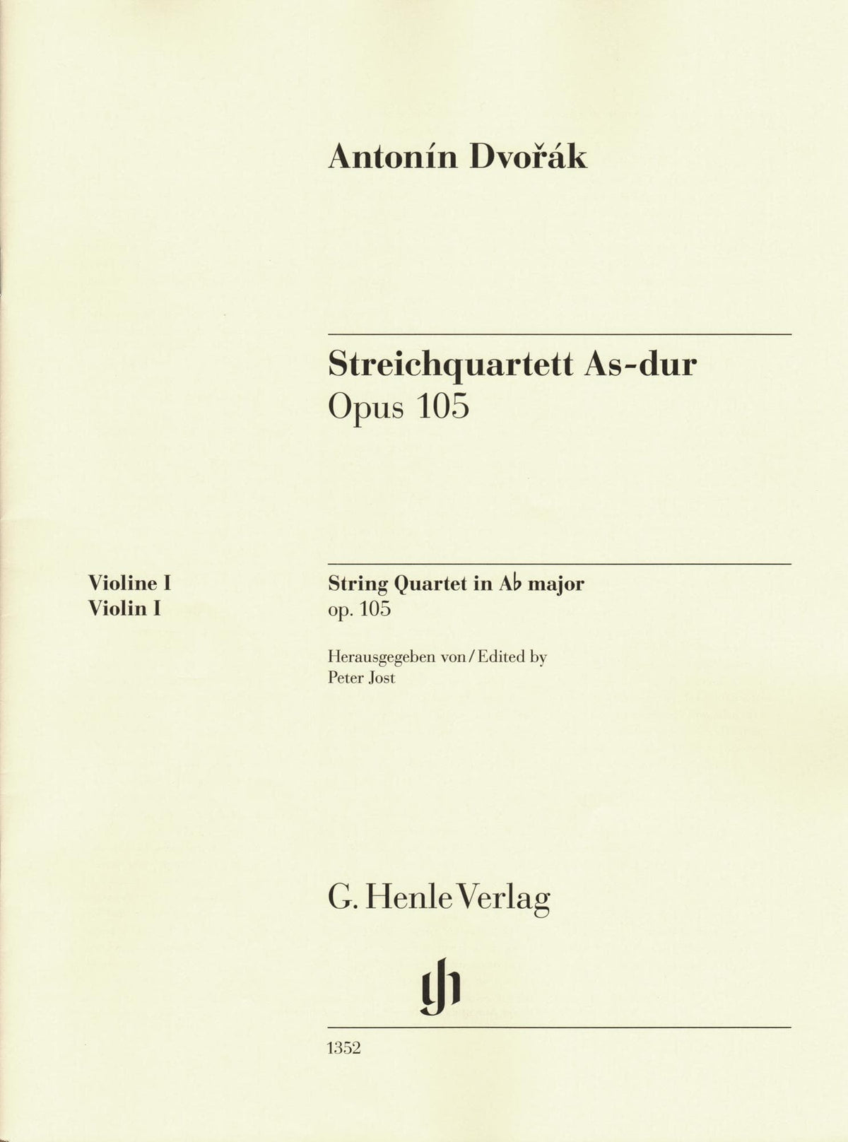 Dvorak, Antonin - String Quartet in A-flat major, op. 105 - for String Quartet - G. Henle Verlag URTEXT