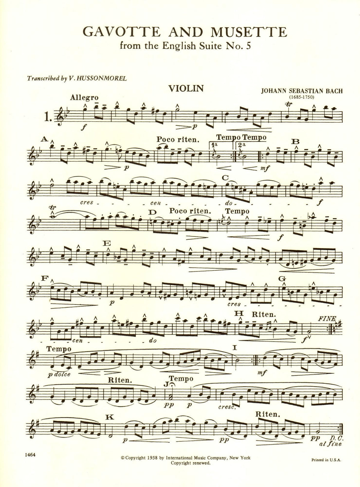 Album of Classical Pieces - Violin and Viola - edited by V Hussonmorel - International Music Co