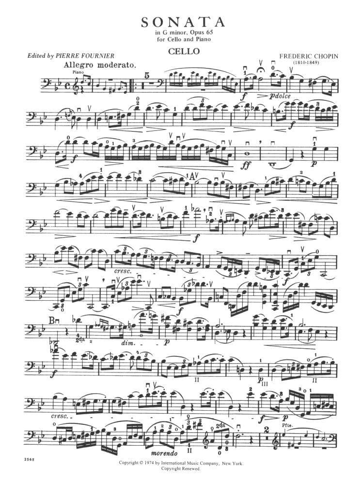 Cello Sonata in G Minor, Op 65 - Chopin, Frederic - Cello and Piano - edited by Fournier - International Music Company