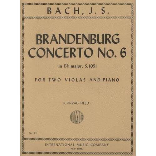 Bach, JS - Brandenburg Concerto No 6 in B-flat, BWV 105 for Two Violas and Piano - Arranged by Held - International Edition