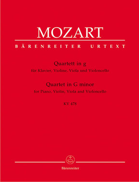 Mozart, WA - Piano Quartet in g minor, K 478 - Violin, Viola, Cello, and Piano - edited by Hellmut Federhofer - Bärenreiter Verlag URTEXT
